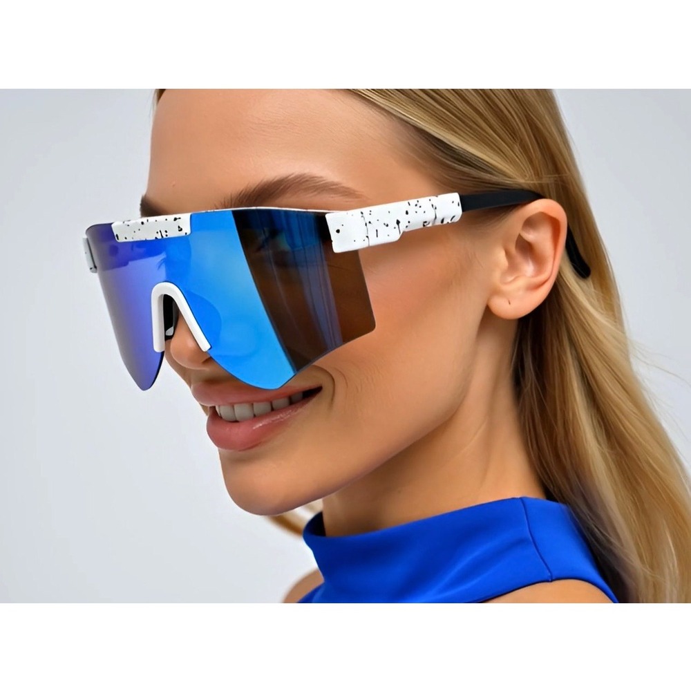 Women Sunglasses White Frame Mirrored Lens Sport Cycling Running Sunglasses 2026
